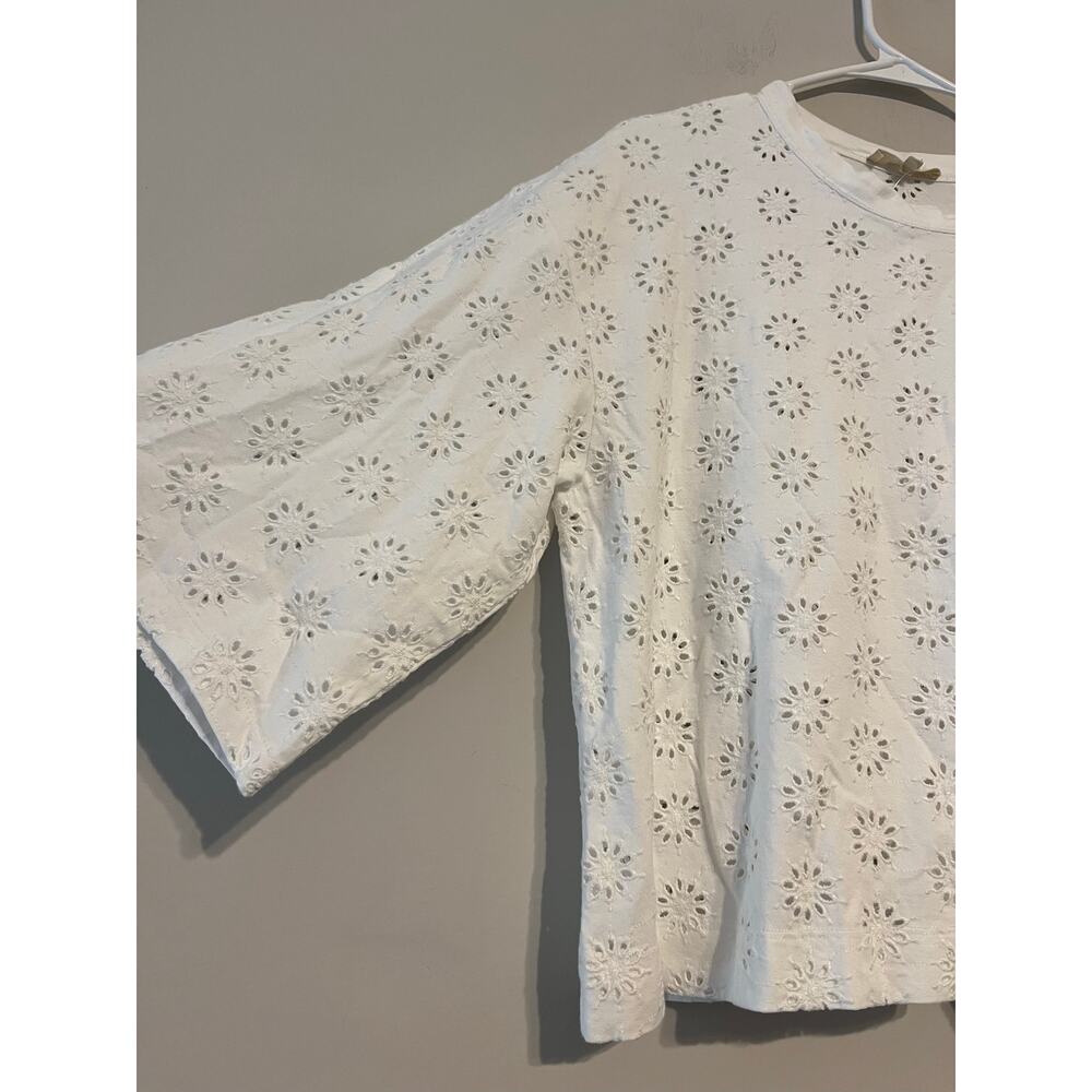 Madewell Embroidered Wide-Sleeve Boxy Tee in White NWT! - Picture 6 of 10